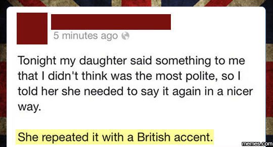 5 minutes ago tonight my daughter said something to me that didn't think was the