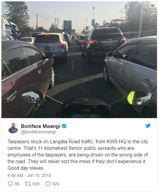Boniface mwangi bonifacemwangi taxpayers stuck on langata road traffic , from kw