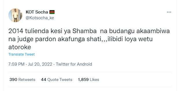 Kot socha kotsocha_ke tulienda kesi ya shamba na budangu akaambiwa na judge pard