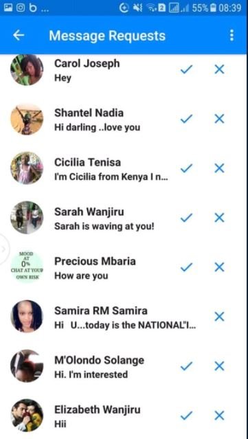 0 6 4 520.. .39 message requests carol joseph hey shantel nadia hi darling . lov