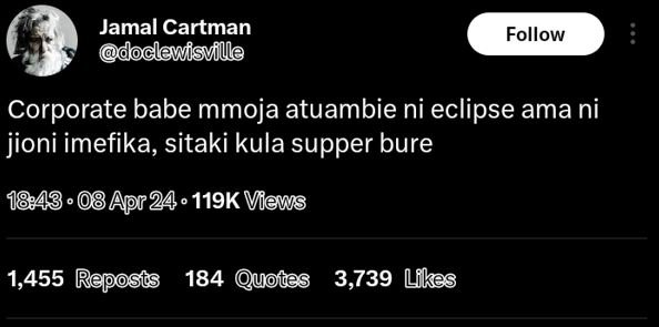 Jamal cartman doclewisville follow corporate babe mmoja atuambie ni eclipse ama
