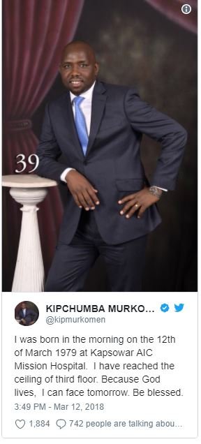 39 kipchumba murko.. kipmurkomen was born in the morning on the 12th of march at