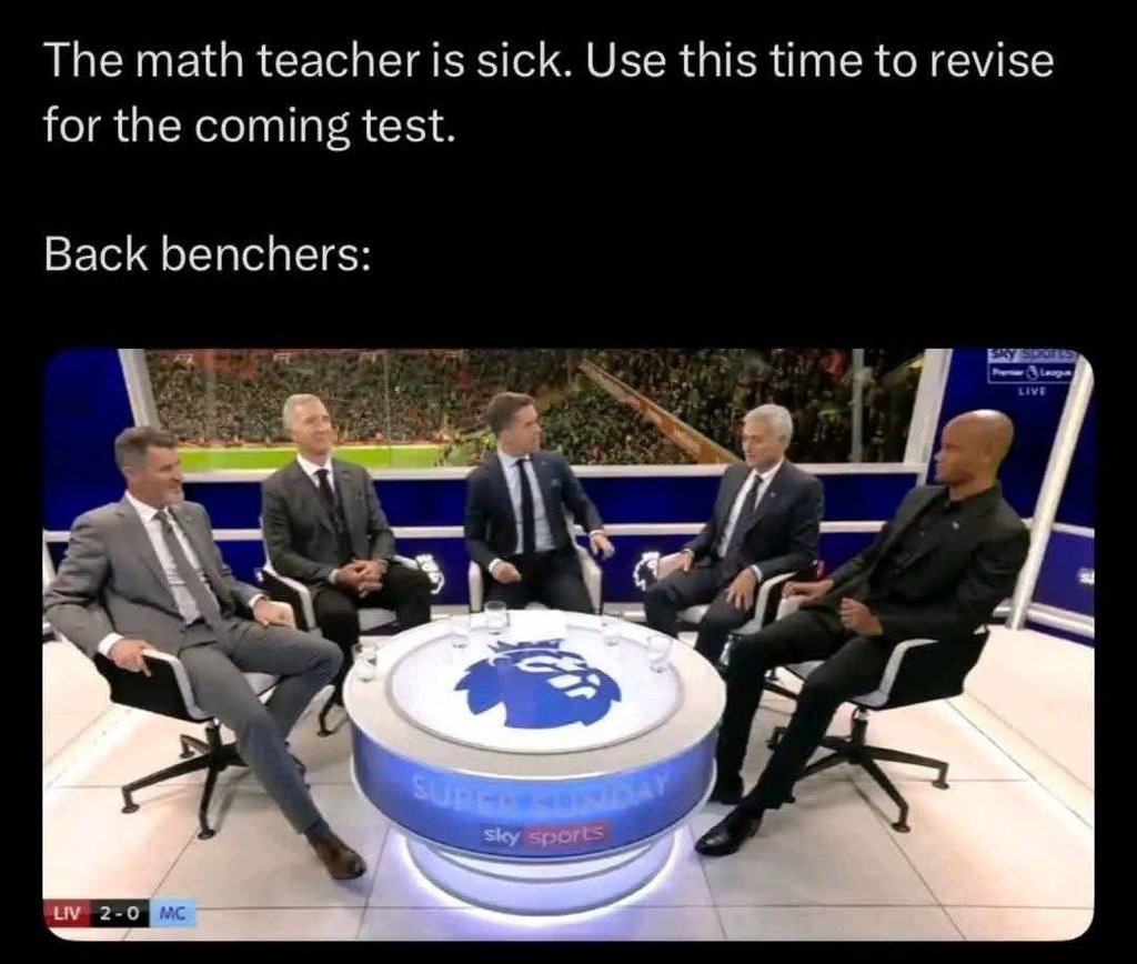 The math teacher is sick. use this time to revise for the com ing test. back ben
