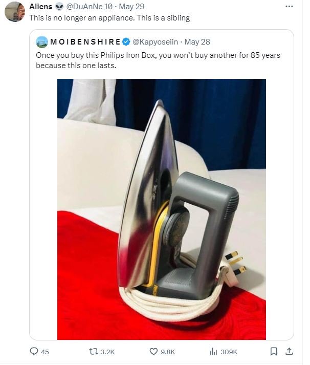 Aliens duanne_10 may 29 this is no longer an appliance. this is a sibling moiben