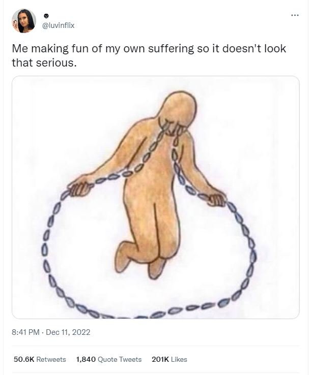 Luvinflix me making fun of my own suffering so it doesn't look that serious 0 0