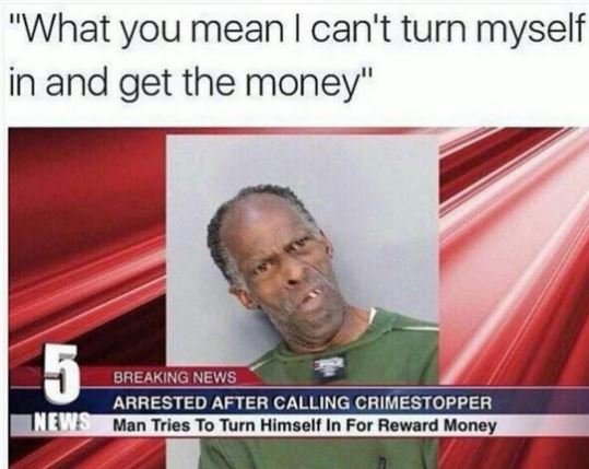What you mean i can't turn myself in and get the money 5 baeakingnews arrested a