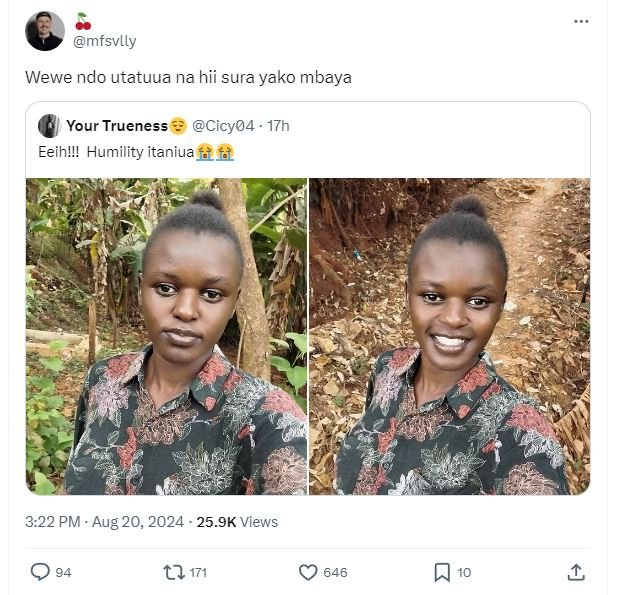 Mfsvlly wewe ndo utatuua na hii sura yako mbaya your trueness cicy04 17h eeihll!