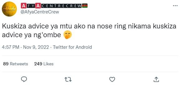 Qemireorew afyacentrecrew kuskiza advice ya mtu ako na nose ring nikama kuskiza