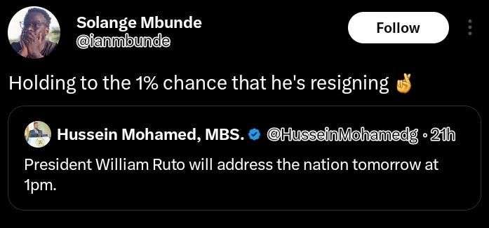 Solange mbunde iannbunde follow holding to the 1 chance that he's resigning huss