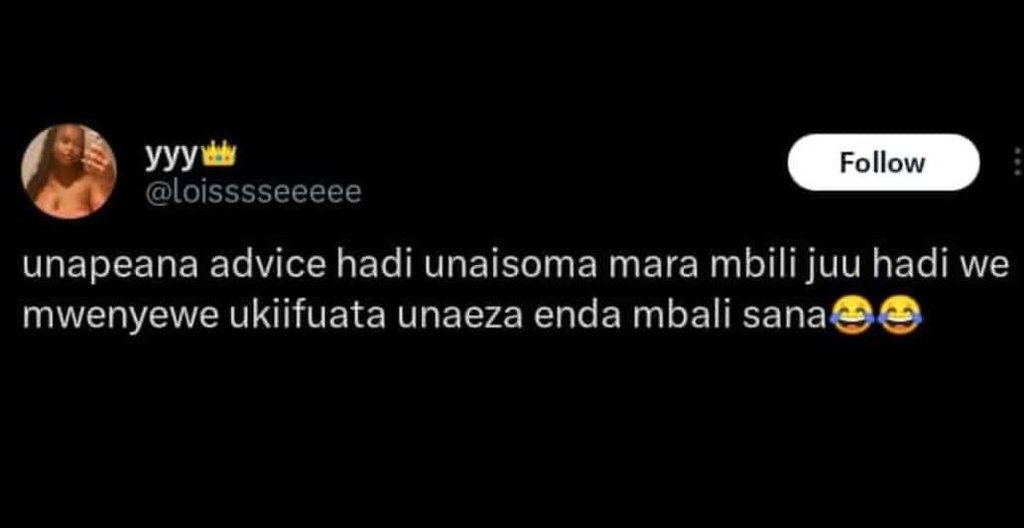 Yyy loisssseeeee follow unapeana advice hadi unaisoma mara mbili juu hadi we mwe