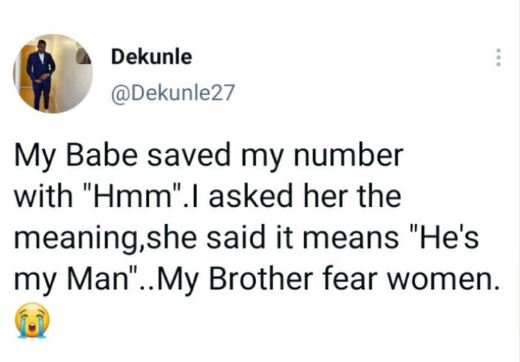Dekunle dekunle27 my babe saved my number with 'hmm asked her the meaning,she sa