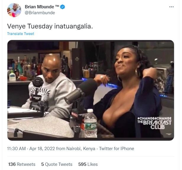 Brian mbunde brianmbunde venye tuesday inatuangalia. translate tweet 5r848g9i 11