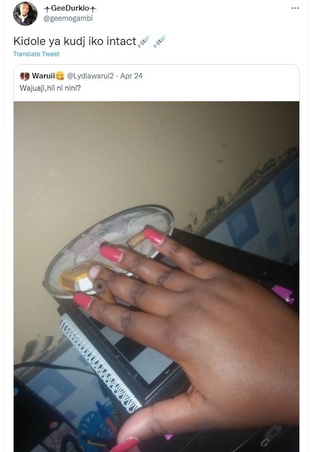 Geedurkio geemogambi kidole ya kudj iko intact translate tweet waruii lydiawarui