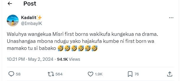 Post kadalit imbayik waluhya wangekua misri first borns wakikufa kungekua na dra