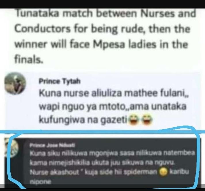 Tunatakamatch betwcen nurses and conductors for being rude then the winner will