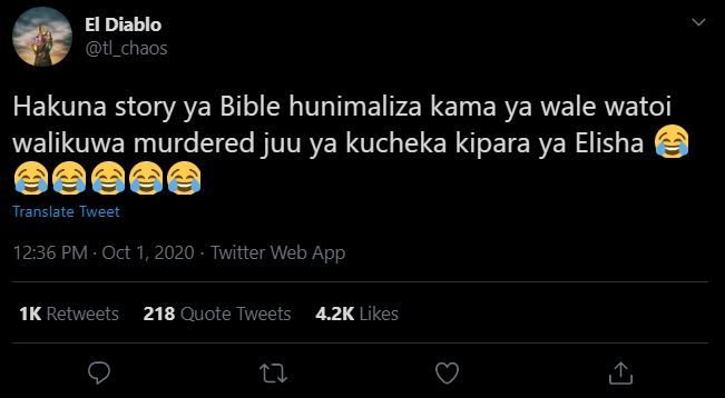 El diablo ti_chaos hakuna story ya bible hunimaliza kama ya wale watoi walikuwa