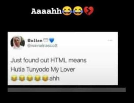 Aaaahh Bulleu Just lound out HTML means Hutla Tunyodo My Lover ahh