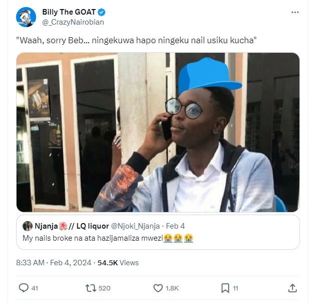 Billy the goat _crazynairobian waah sorry beb_ ningekuwa hapo ningeku nail usiku