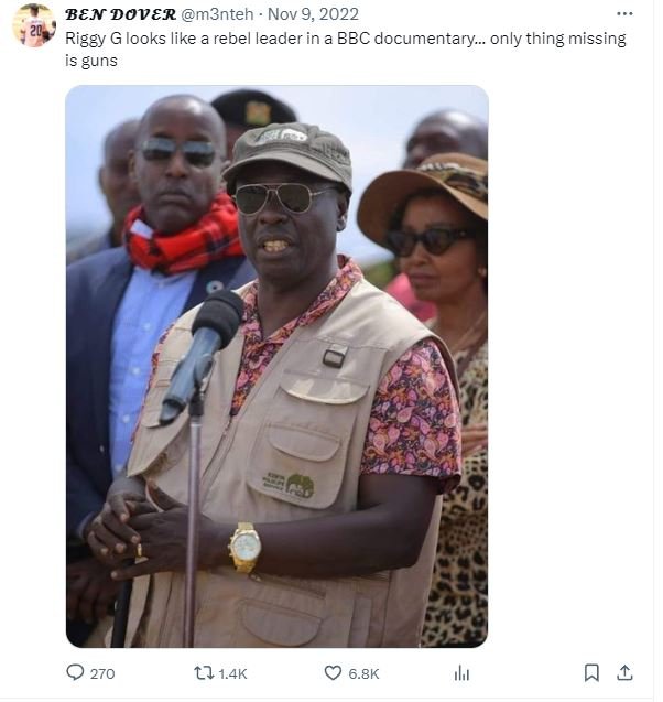 Ben dover m3nteh nov 9, riggy g looks like a rebel leader in a bbc documentary o