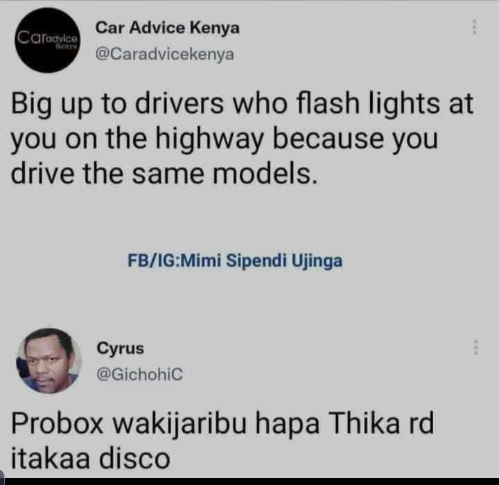 Car advice kenya carawvlcr caradvicekenya big up to drivers who flash lights at