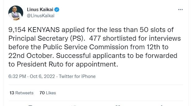 Linus kaikai linuskaikai 9,154 kenyans applied for the less than 50 slots of pri