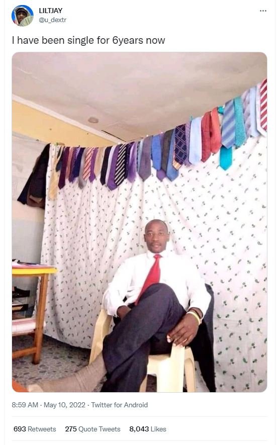 Liltjay u_dextr ihave been single for 6years now 869 am may 10 twitter for andro