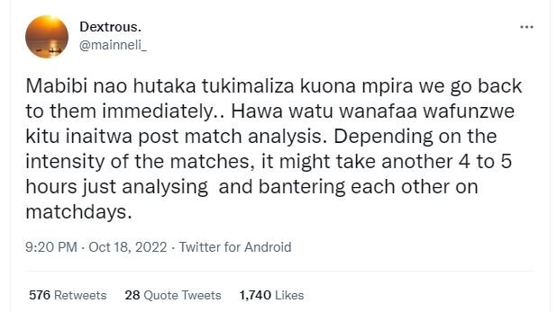 Dextrous mainneli mabibi nao hutaka tukimaliza kuona mpira we g0 back to them im