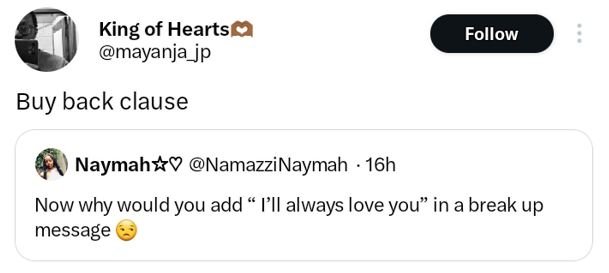 King of hearts mayanja_jp follow buy back clause naymahı namazzinaymah 16h now w