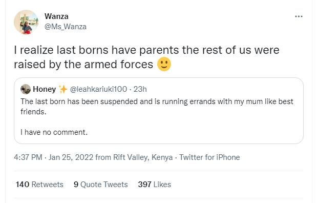 Wanza Ms_Wanza realize last borns have parents the rest of us were raised by the