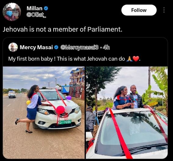 Millan lat _ follow jehovah is not a member of parliament mercy masai marcymasai