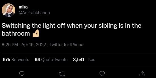 Mira amirahkhannn switching the light off when your sibling is in the bathroom 8