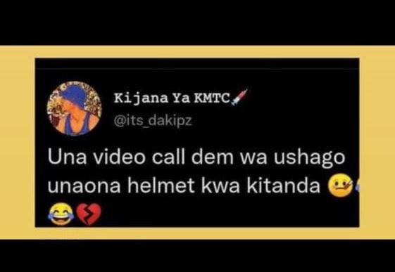Kijana ya kmtc its_dakipz una video call dem wa ushago unaona helmet kwa kitanda