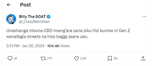 Post billy the goat crazynairobian unashanga mbona cbd imeng'ara sana siku hizi