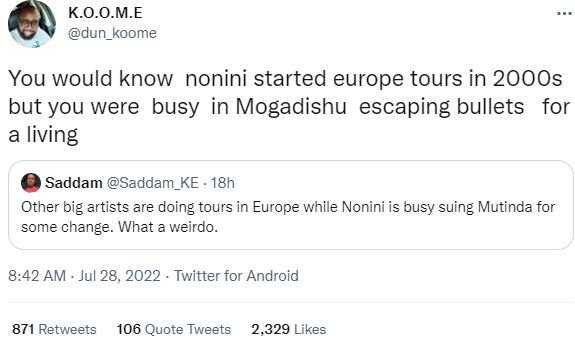 K.o.o.m.e dun_koome you would know nonini started europe tours in 2000s but you