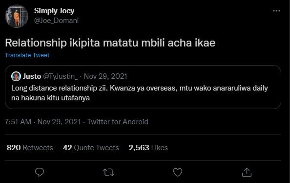 Simply Joey Joe_Domani Relationship ikipita matatu mbili acha ikae Translate Twe