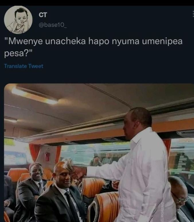 Ct baselo_ mwenye unacheka hapo nyuma umenipea pesa? translate tweet