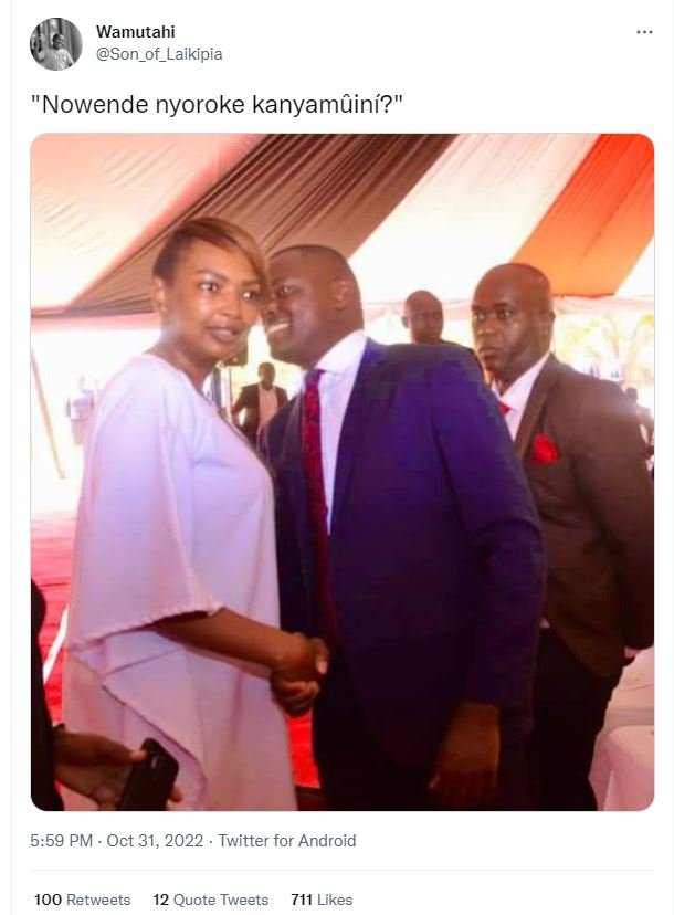 Wamutahi son_of_laikipia 'nowende nyoroke kanyamtiní? 5.59 pm oct 31, twitter fo