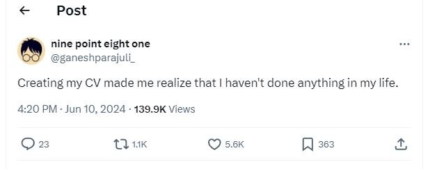 Post nine point eight one ganeshparajuli _ creating my cv made me realize that 1