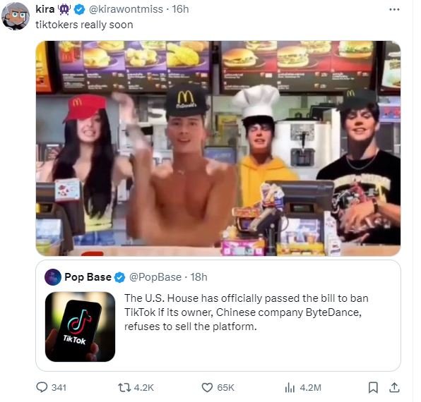 Kira ' kirawontmiss 16h tiktokers really soon pop base popbase 18h the u.s. hous