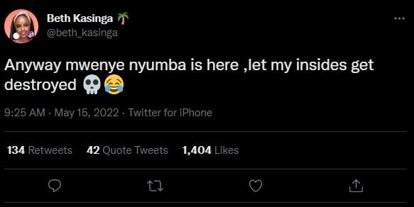 Beth kasinga beth_kasinga anyway mwenye nyumba is here ,let my insides get destr