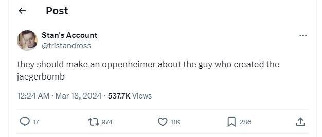Post stan's account tristandross they should make an oppenheimer about the guy w