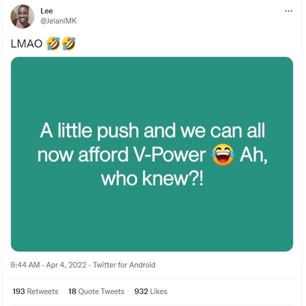 Lee jelanimk lmao a little push and we can all now afford vpower ah who knew?! 9