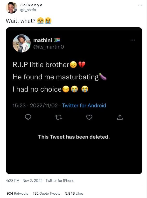 30 íkany0 b_phefo wait, what? èfè mathini its_martino rip little brother he foun