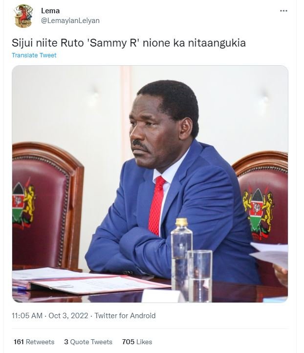 Lema lemayianleiyan sijui niite ruto 'sammy r' nione ka nitaangukia translate tw