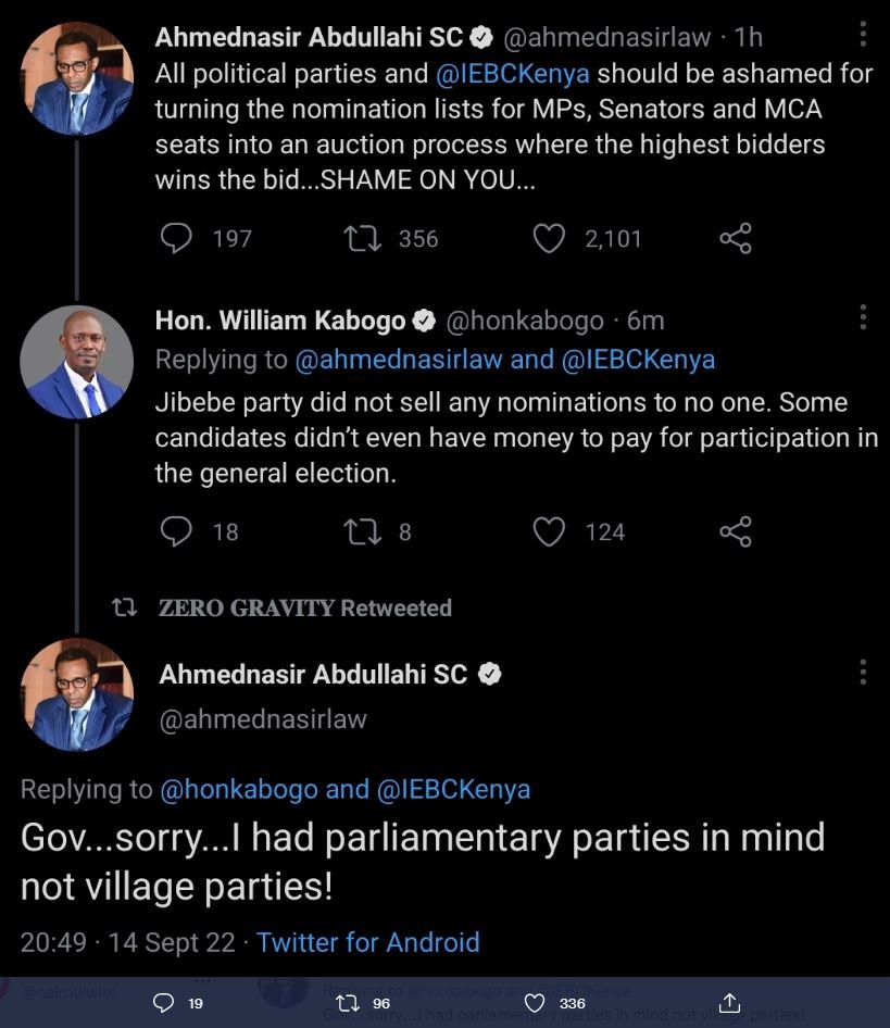 Ahmednasir abdullahi sc ? ahmednasirlaw ih all political parties and iebckenya s