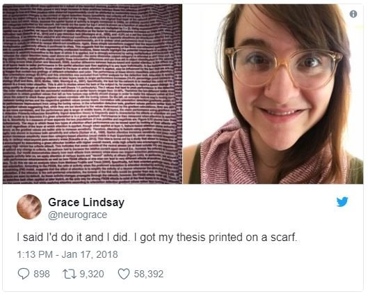 Grace lindsay neurograce said 'd do it and did got my thesis printed on a scarf