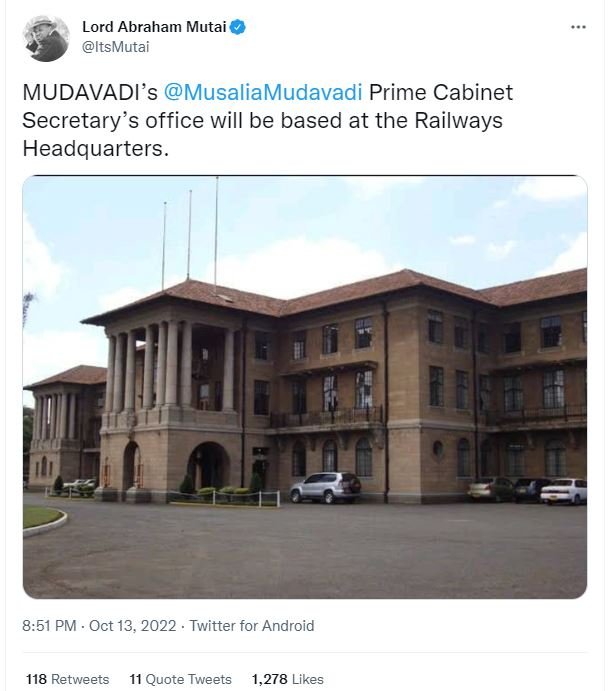 Lord abraham mutai itsmutai mudavadis musaliamudavadi prime cabinet secretary's