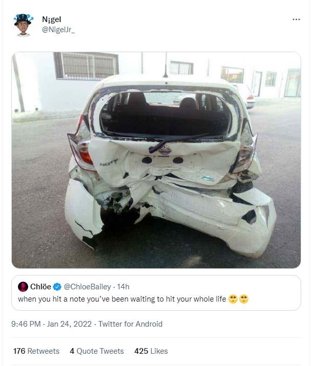 Nigel NigelJr _ Chlöe ChloeBailey . 14h when you hit a note you've been waiting