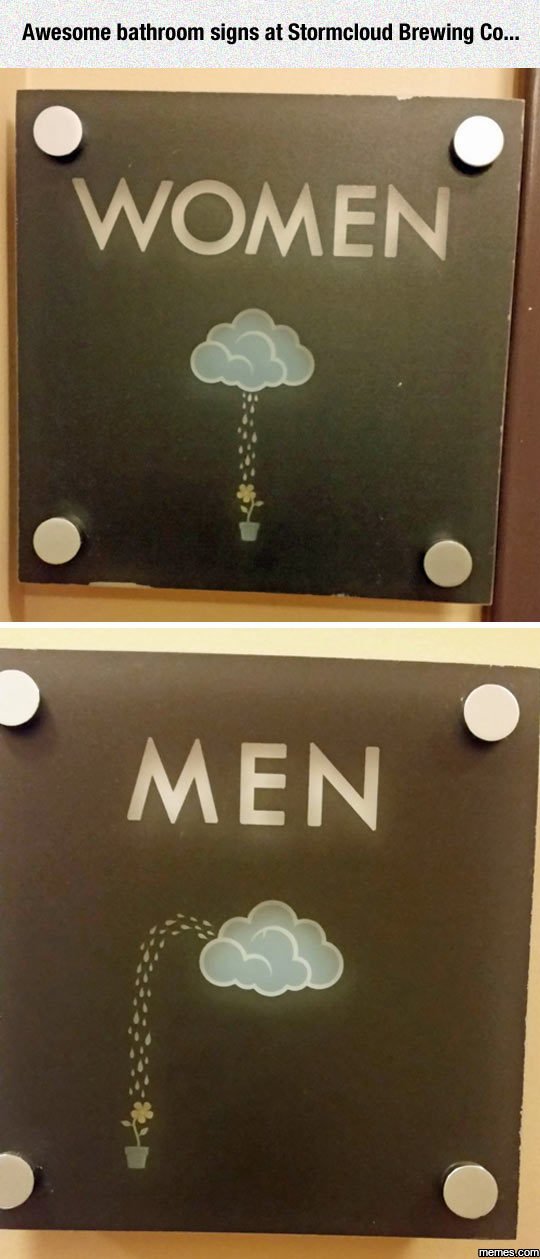 Awesome bathroom signs at stormcloud brewing co. women men memer