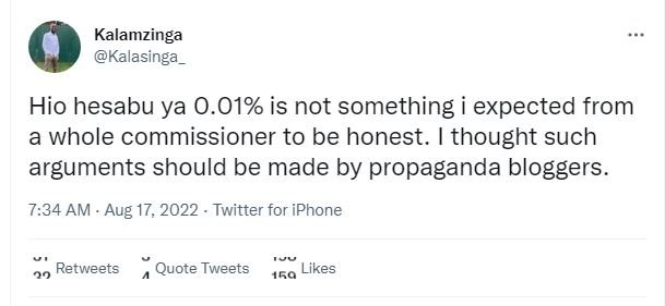 Kalamzinga kalasinga hio hesabu ya 0.01 is not something i expected from a whole